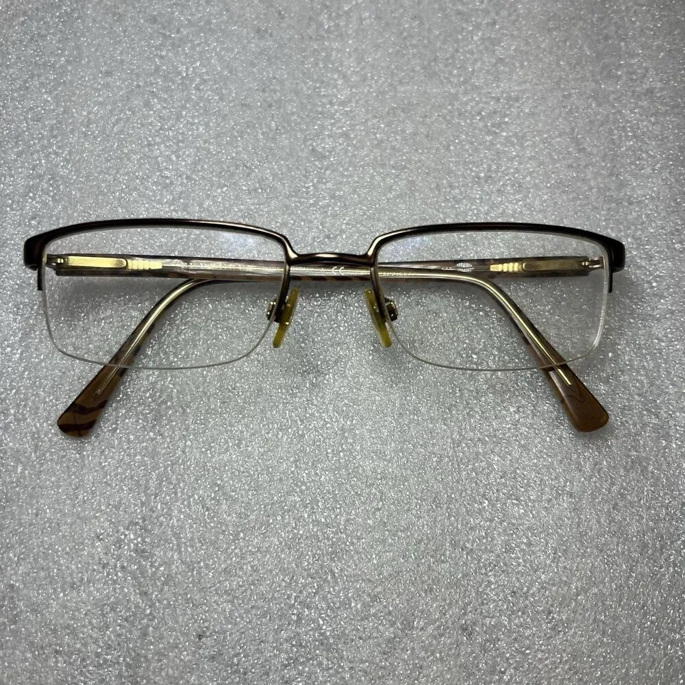 Burberry Eyeglasses B 1006 1012 Brown Half Rim Frame Only Italy 52-18-140mm